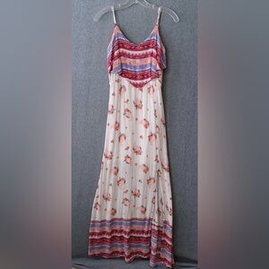 Mudd Pink and Purple Striped Floral Maxi Dress